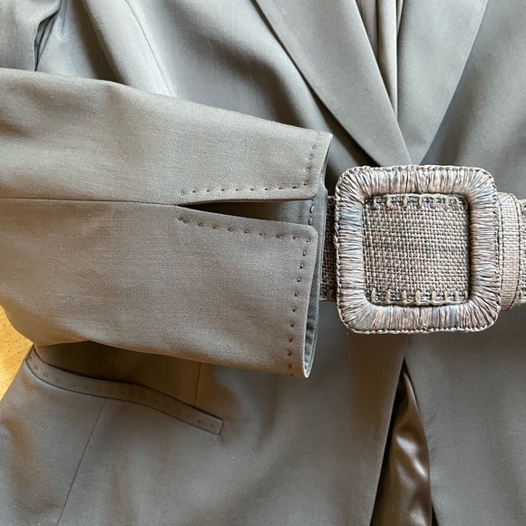 classic TAHARI blazer jacket with belt, mint, sz 12 - Picture 2 of 8